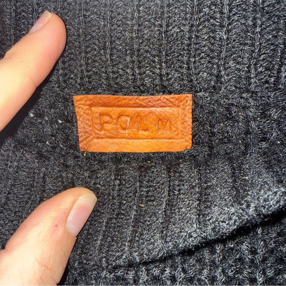 POL Chunky Open Knit Skirt Black Knee Length Pull On Boho Cottage Size Medium - Picture 6 of 6